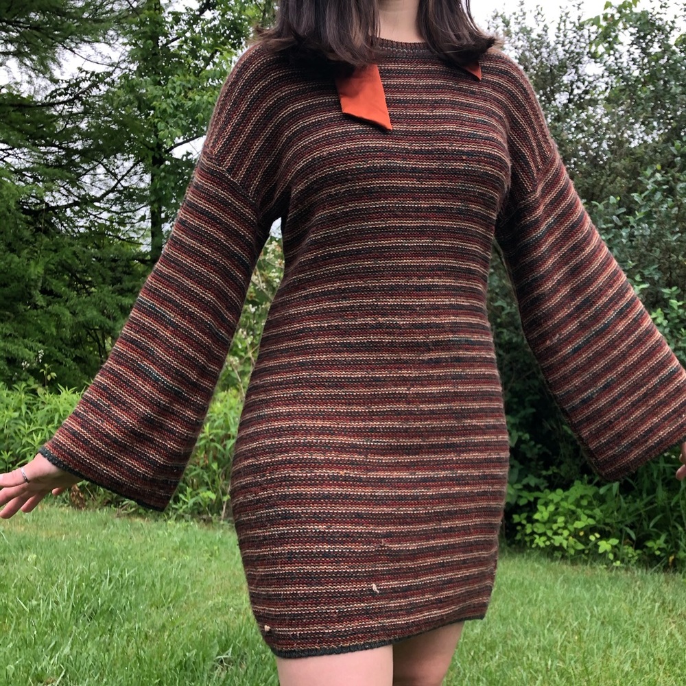 sweater mini dress with bell sleeves